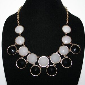 𝅺GOLD black and gray bib style statement necklace